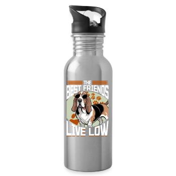 Funny Dog Breed Basset Hound - Trinkflasche mit integriertem Trinkhalm - Lightsilver - Rechts
