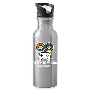 Different Wiring Same Power Gaming Motiv - Trinkflasche mit integriertem Trinkhalm - Lightsilver - Rechts