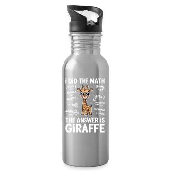 Mathe Sprüche Giraffe Lustiges Mathe Geschenk - Trinkflasche mit integriertem Trinkhalm - Lightsilver - Rechts