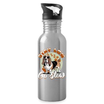 Funny Dog Breed Basset Hound - Trinkflasche mit integriertem Trinkhalm - Lightsilver - Rechts