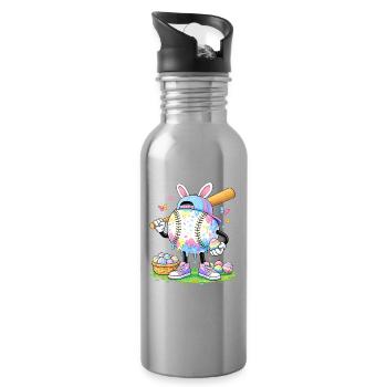 Pastell Ostern Baseball Cartoon - Trinkflasche mit integriertem Trinkhalm - Lightsilver - Rechts