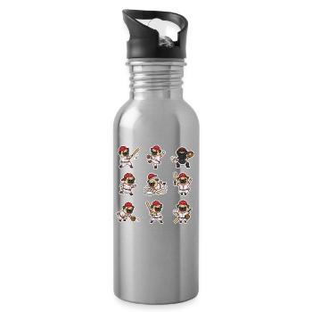 Suesser Mops Baseball Spieler Lustiger Hund Sport - Trinkflasche mit integriertem Trinkhalm - Lightsilver - Rechts