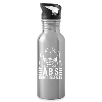 Gym Junkies ABS Don´t Regrets Calisthenics Fitness - Trinkflasche mit integriertem Trinkhalm - Lightsilver - Rechts