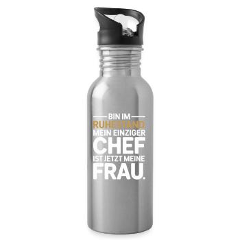 Rentner Bin Im Ruhestand Pensionär Kollege Rente - Trinkflasche mit integriertem Trinkhalm - Lightsilver - Rechts
