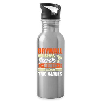 Drywall Drywall Builder Drywall Fitter - Water bottle with straw - silver - Right