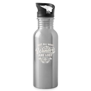 Not All Who Wander Are Lost – Outdoor Spruch - Trinkflasche mit integriertem Trinkhalm - Lightsilver - Rechts