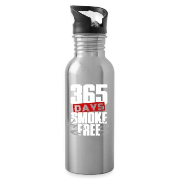 Nichtraucher Ex Raucher 365 Days Smoke Free - Trinkflasche mit integriertem Trinkhalm - Lightsilver - Rechts