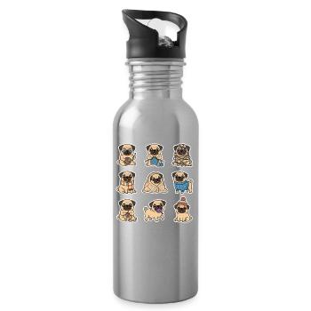 Adorateur de chien haekeln en laine tricotée mignon - Gourde avec paille intégrée - argent clair - Droite