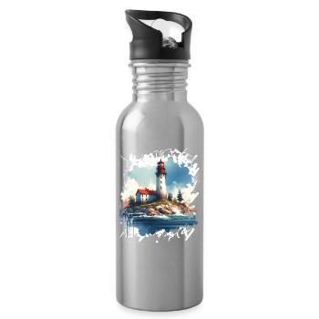 Leuchtturm - Trinkflasche mit integriertem Trinkhalm - Lightsilver - Rechts