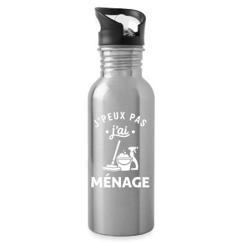 J'peux pas j'ai ménage - Gourde avec paille intégrée - argent clair - Droite
