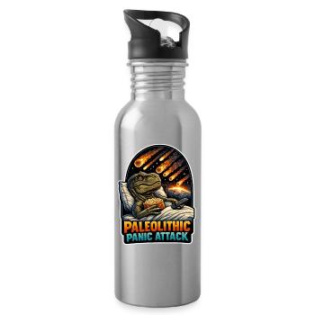 Emo Dinosaur, Sad Dino, Emotional - Water bottle with straw - silver - Right