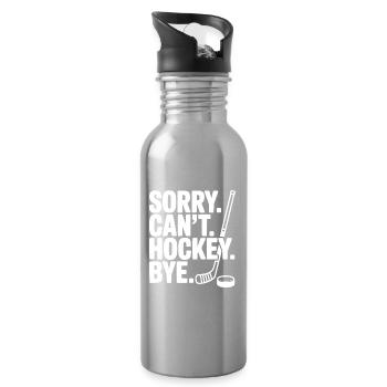 Sorry. Can't. Hockey. Bye. - Water bottle with straw - silver - Right