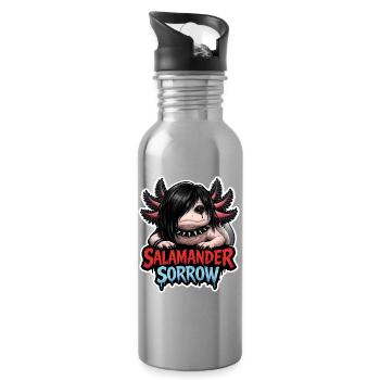 Axolotl lover, Cute Axolotl, Funny - Water bottle with straw - silver - Right