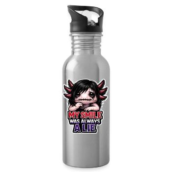 Axolotl lover, Cute Axolotl, Funny - Water bottle with straw - silver - Right