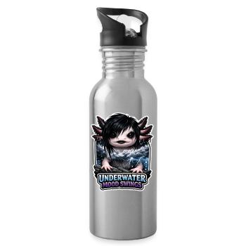 Axolotl lover, Cute Axolotl, Funny - Water bottle with straw - silver - Right