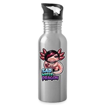 Axolotl lover, Cute Axolotl, Funny - Water bottle with straw - silver - Right