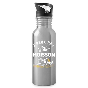 J’peux pas j’ai moisson – motif agricole - Gourde avec paille intégrée - argent clair - Droite