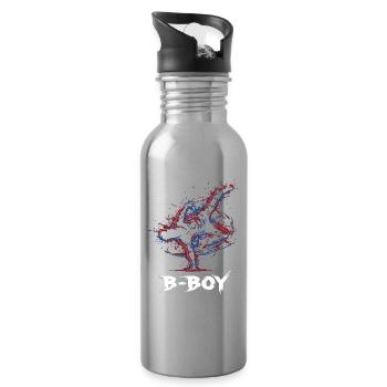 Breakdance B-Boy Street Dance Hip Hop - Water bottle with straw - silver - Right
