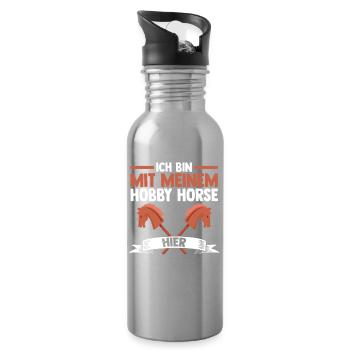 Steckenpferd Hobbyhorse Hobby Horsing - Trinkflasche mit integriertem Trinkhalm - Lightsilver - Rechts