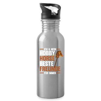 Steckenpferd Hobbyhorse Hobby Horsing - Trinkflasche mit integriertem Trinkhalm - Lightsilver - Rechts