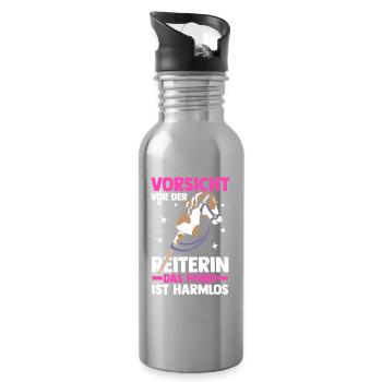Steckenpferd Hobbyhorse Hobby Horsing - Trinkflasche mit integriertem Trinkhalm - Lightsilver - Rechts