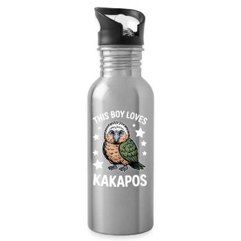 Kakapo Sprüche Kakapos Lustiges Kakapo Geschenk - Trinkflasche mit integriertem Trinkhalm - Lightsilver - Rechts