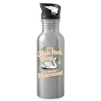 Hyde Park Swan Humor - Water bottle with straw - silver - Right