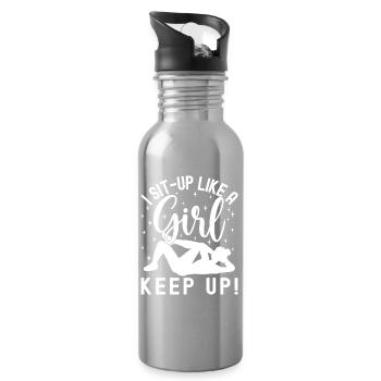 Gym Junkies Sit-Up Like A Girl Calisthenics - Water bottle with straw - silver - Right