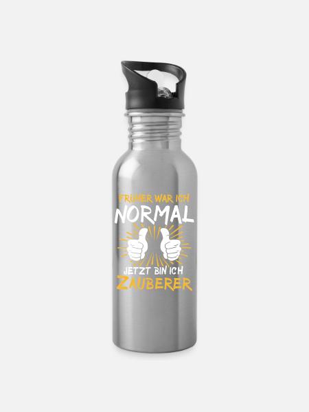 Zauberer Spruch - Trinkflasche mit integriertem Trinkhalm - Lightsilver