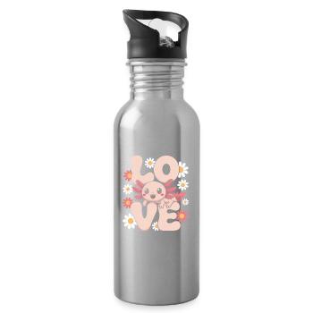 Love Bloom Dragon - Water bottle with straw - silver - Right