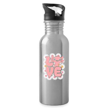Liebe Daisy Bloom Kawaii Axolotl - Trinkflasche mit integriertem Trinkhalm - Lightsilver - Rechts