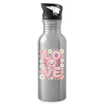 Avec amour Daisy Bloom Kawaii Axolotl - Gourde avec paille intégrée - argent clair - Droite