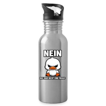 Nein das war nicht eine Frage Enten Spruch - Trinkflasche mit integriertem Trinkhalm - Lightsilver - Rechts