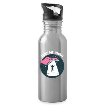 Funny Book UFO Take Me Away - Reader Bookaholic - Water bottle with straw - silver - Right