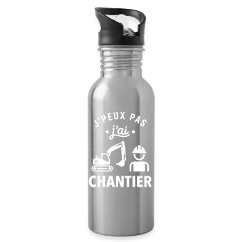 J'peux pas j'ai chantier - Gourde avec paille intégrée - argent clair - Droite