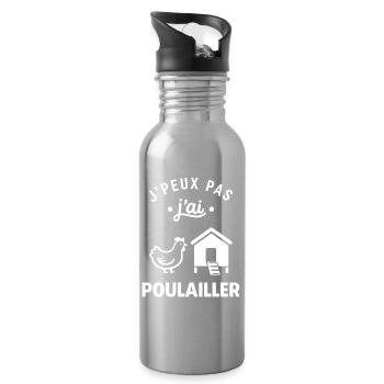 Poulailler - Gourde avec paille intégrée - argent clair - Droite