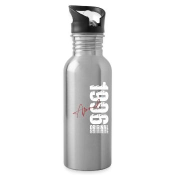 30th Birthday Gift Husband Original April 1996 - Water bottle with straw - silver - Right