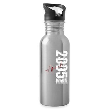21st Birthday Gift Husband Original April 2005 - Water bottle with straw - silver - Right