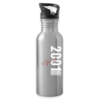 25. Geburtstag Geschenk Mann Original April 2001 - Trinkflasche mit integriertem Trinkhalm - Lightsilver - Rechts