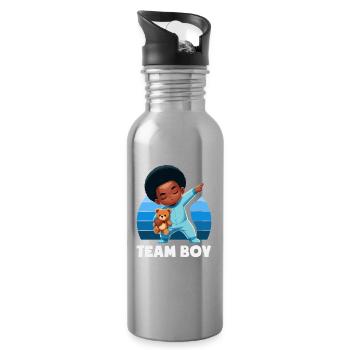 Team Boy en train de faire du dab à Baby Black Révélation du sexe - Gourde avec paille intégrée - argent clair - Droite