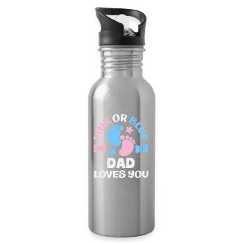 Rose ou bleu Papa t’aime Révélation du genre - Gourde avec paille intégrée - argent clair - Droite