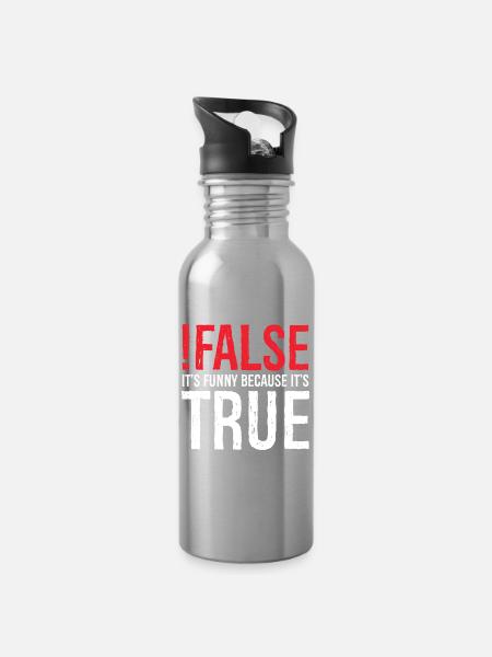 faux c’est drôle parce que c’est vrai - Gourde avec paille intégrée - argent clair
