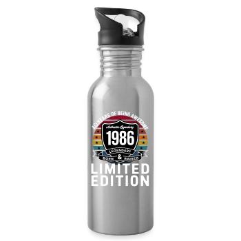 Vintage 1986 40th Birthday Gift Men Women 40 - Gourde avec paille intégrée - argent clair - Droite