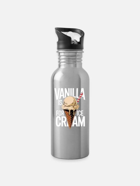 Vanille Eiscone im Kontrast - Trinkflasche mit integriertem Trinkhalm - Lightsilver