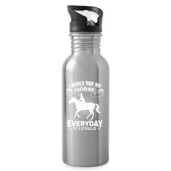 I Would Ride My Horse Everyday - Trinkflasche mit integriertem Trinkhalm - Lightsilver - Rechts