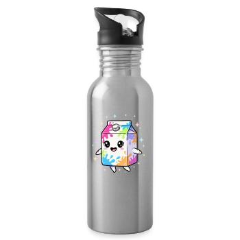 Bunter Milchkarton Kawaii - Trinkflasche mit integriertem Trinkhalm - Lightsilver - Rechts
