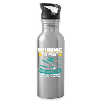 Electrician, Electronics Technician, Electrician - Water bottle with straw - silver - Right