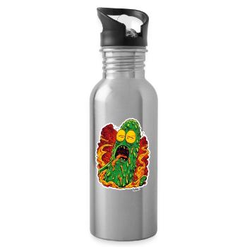 Feuriges Meltdown-Gurkenmonster - Trinkflasche mit integriertem Trinkhalm - Lightsilver - Rechts