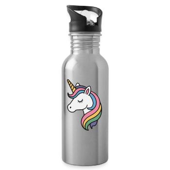 Unicorn Girl - Water bottle with straw - silver - Right