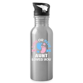 Révélation du sexe de tante rose ou bleue - Gourde avec paille intégrée - argent clair - Droite